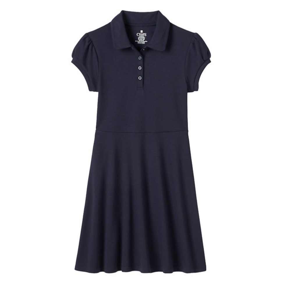 Girls 4-14 Chaps School Uniform Fit
& Flare Short-Sleeved Dress